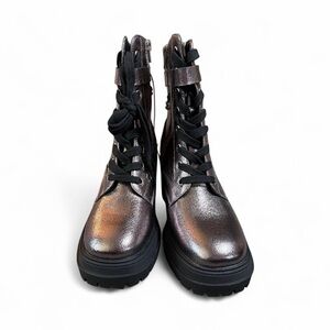 Metallic Black Combat Boots